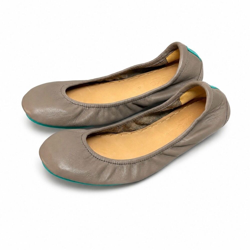 Tieks by Gabriel Taupe Gray Leather Ballet Flats Womens Size 8 Comfort Travel